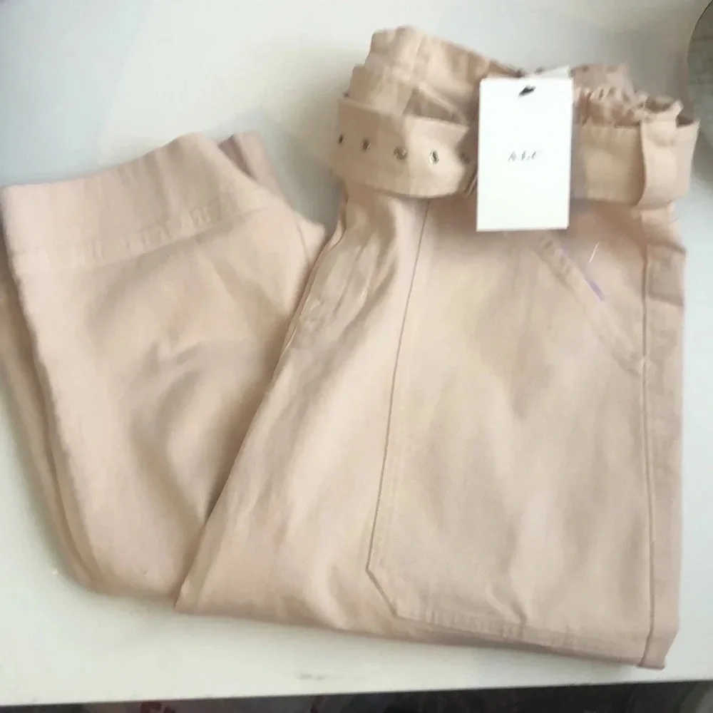 ! A.L.C. Flynn Straight Leg Belted Cotton Pants in Pink Tint.